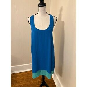 Everly Women's Blue & Green A-line Shift Dress V-neck Size M